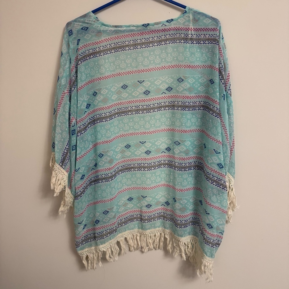 2/20 Aztec Print Open Front Kimono / Shawl - Women’s Small - Picture 4 of 5